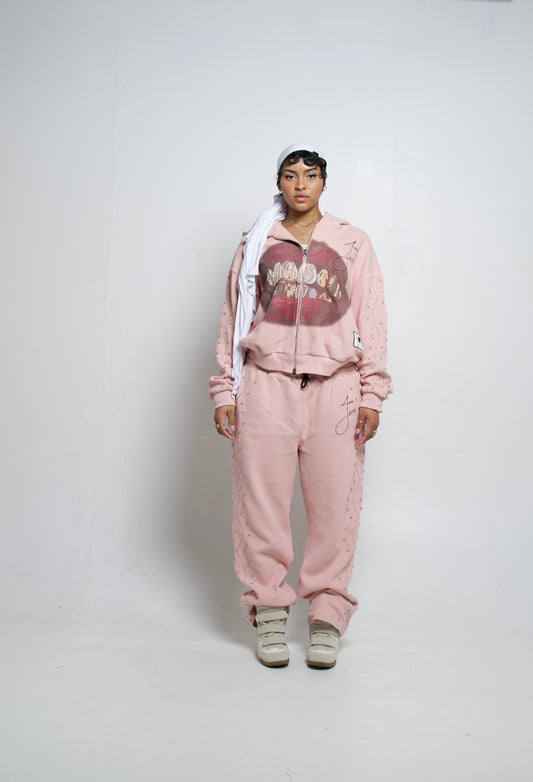‘Just Kiss & Tell” Pink Zip-up
