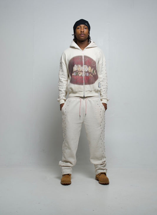 ‘Just Kiss & Tell’ Beige Zip-up