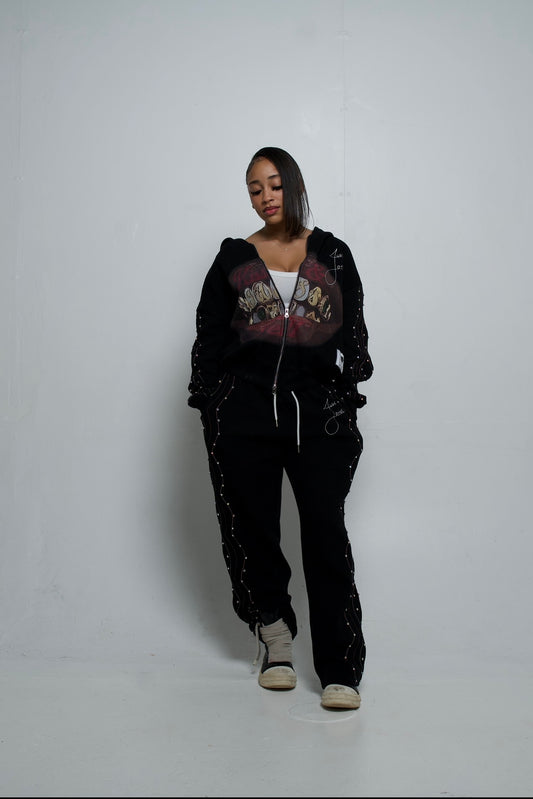 ‘Just Kiss & Tell' Black Zip-up