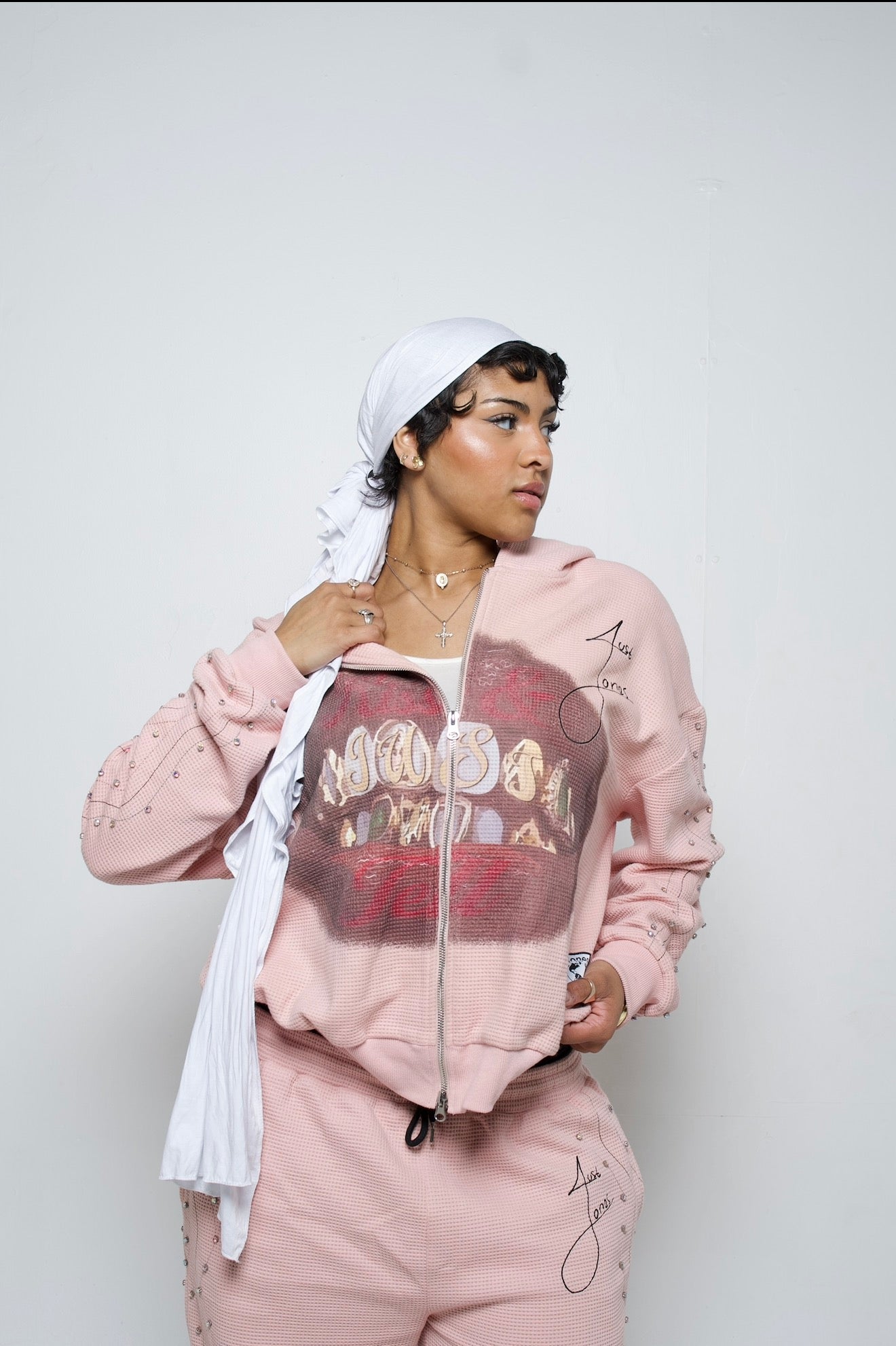 ‘Just Kiss & Tell” Pink Zip-up