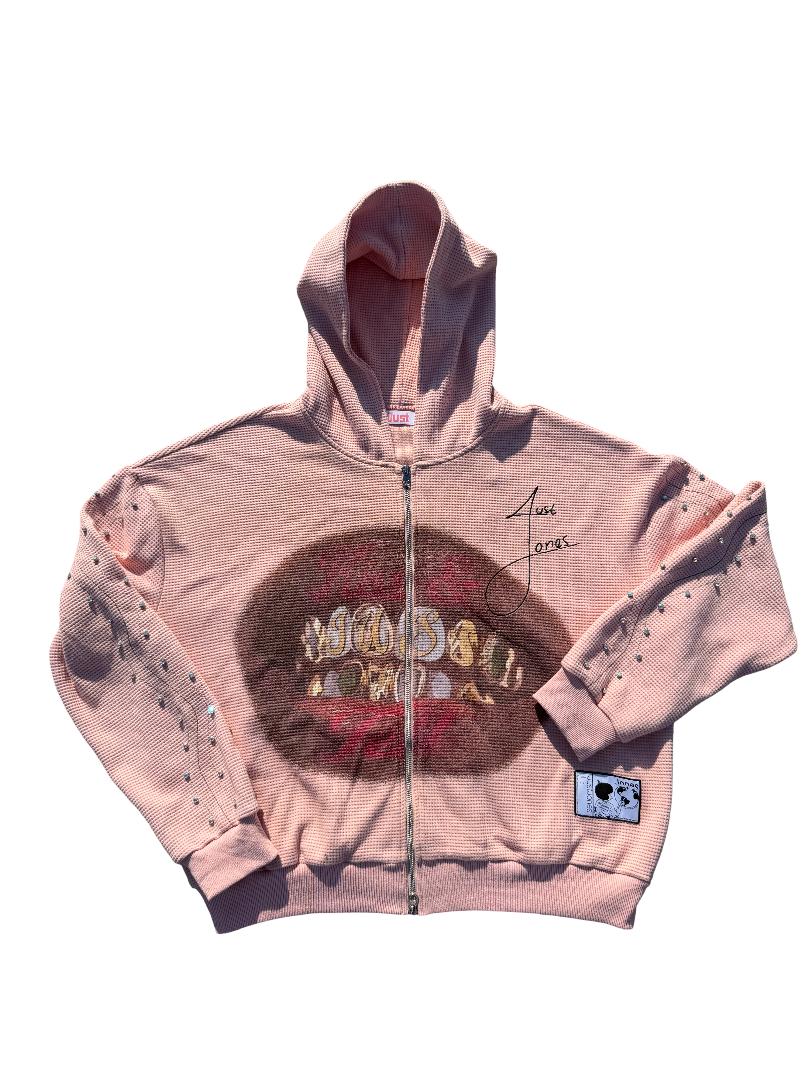 ‘Just Kiss & Tell” Pink Zip-up