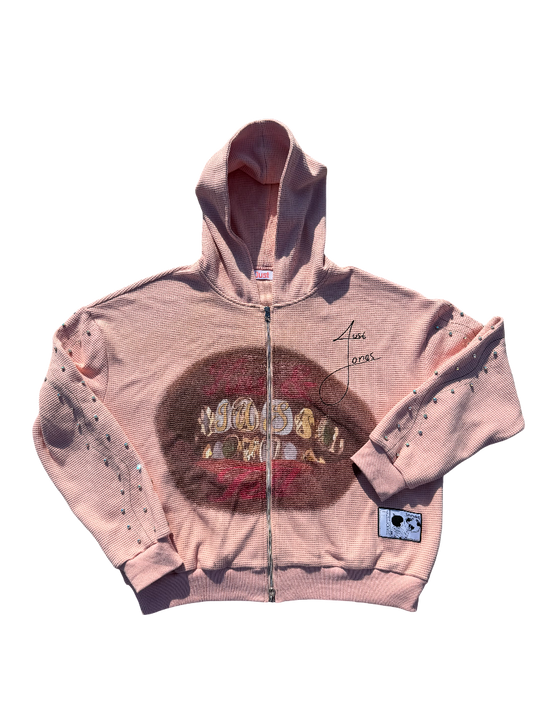 ‘Just Kiss & Tell” Pink Zip-up