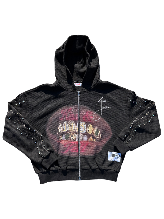 ‘Just Kiss & Tell' Black Zip-up